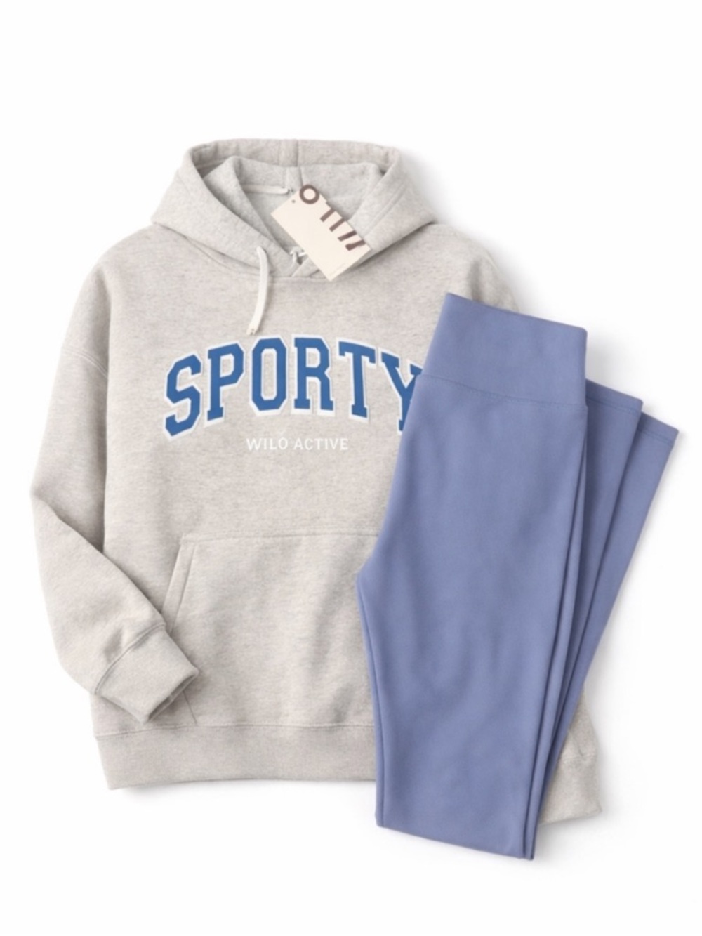 Wilo The Label Sporty Hoodie & Leggings Set Gray Blue S NWT - Picture 2 of 8